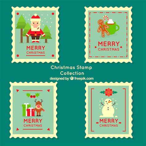 Conjunto De Sellos De Navidad Vintage Vector Gratis