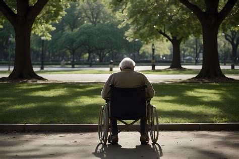 Una Silueta De Un Anciano Solitario Sentado En Una Silla De Ruedas En