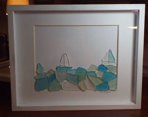 The Regatta An Original Design Of Three Sailboats On The Sea Etsy Sea Glass Crafts Beach