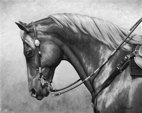 Western Horse Black and White Painting by Crista Forest - Pixels