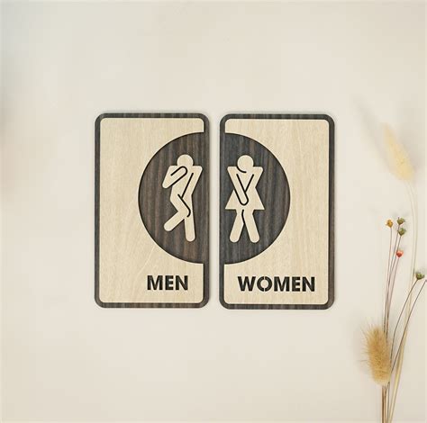 Men And Women Restroom Door Sign Wc Sign Toilet Sign Restroom Wooden Sign Vintage Home Sign