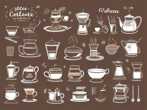 Conjunto vectorial de elementos de café y accesorios de café Vector