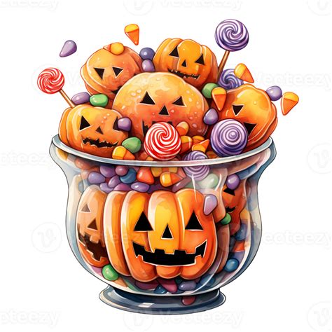 Watercolor Halloween Sweets Candy Clipart Illustration AI Generative ...