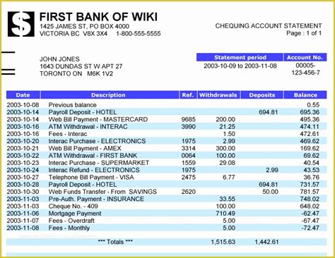 Free Bank Statement Template Of Bank Statement Template