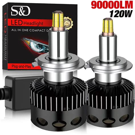 90000LM 6 Sides H7 Led CSP Car Headlights Bulbs 120W 360 Turbo H8 H11