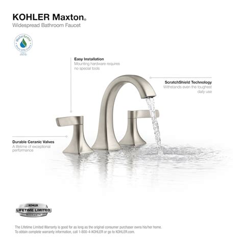 Kohler Maxton Brushed Nickel Widespread 2 Handle Watersense Bathroom