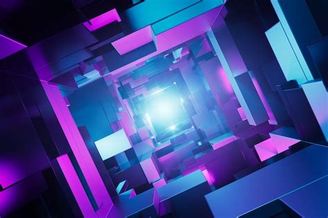 Premium Photo Futuristic Neon Illuminated Sci Fi Tunnel Concept 3d