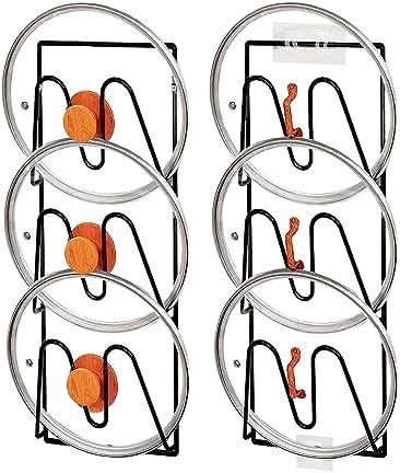 Whtawtaw 2 Pack Pot Lid Organizer Rack 6 Tier V Wall Pot Lid Holder