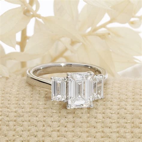 Emerald Cut Trilogy Ring Best Sale