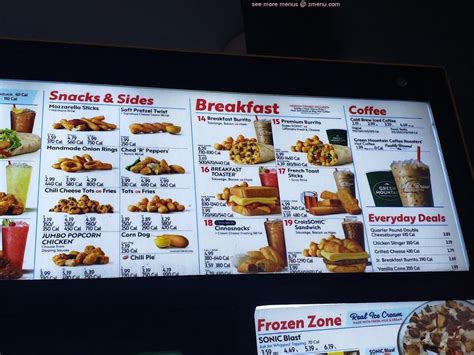 Menu at Sonic Drive-In fast food, Wichita, E Central Ave