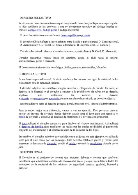 Derecho Procesal Penal Conceptos Derecho Sustantivo Se Denomina