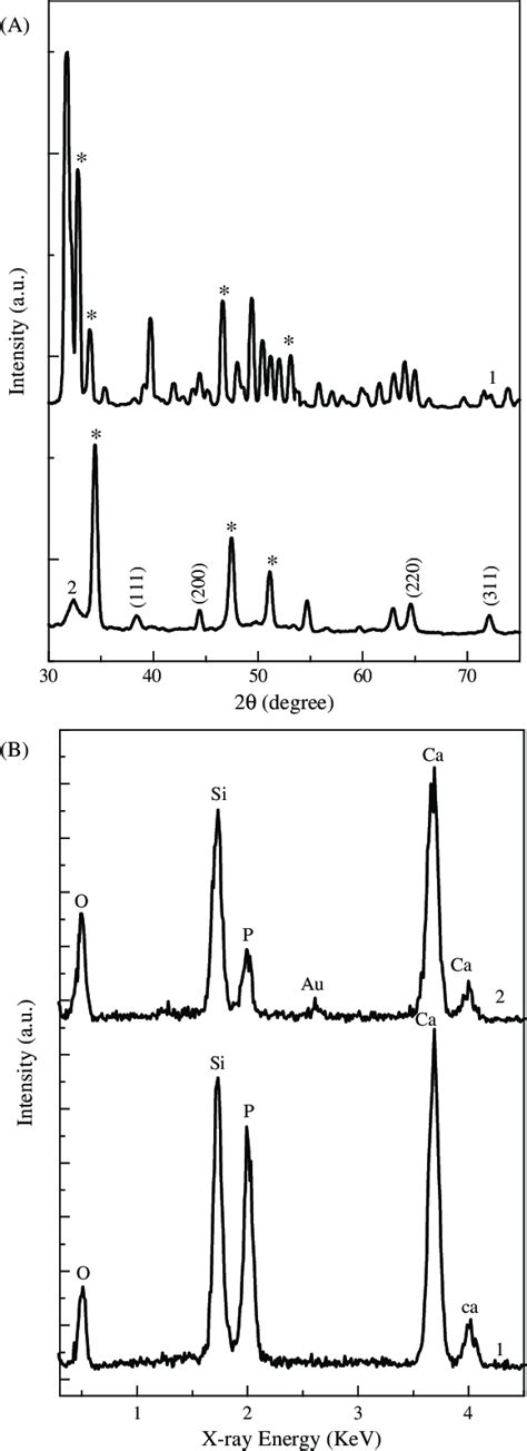 A Xrd Patterns Recorded From Hydroxyapatite Ha Curve 1 And Ha Au Download Scientific