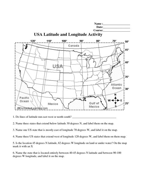 Longitude And Latitude Worksheets Grade 7