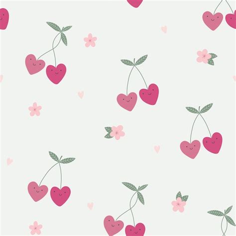 Mod Le Sans Couture Avec Cerise Mignonne Caricature De Fruits Coeur