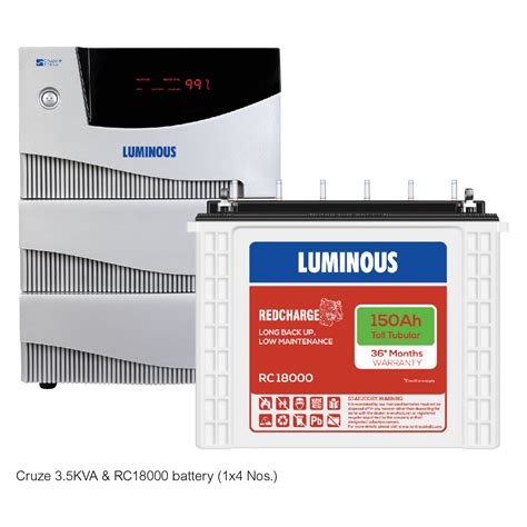 LUMINOUS CRUZE 3 5 KVA INVERTER RED CHARGE RC 18000 150AH BATTERY