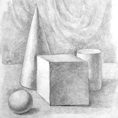 Basic Geometrical Still Life Observational Value Drawing