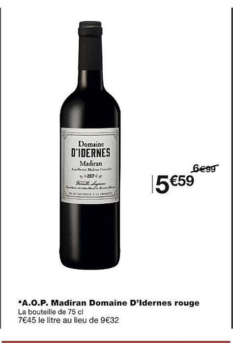 Promo A O P Madiran Domaine D Idernes Rouge Chez Monoprix Icatalogue Fr