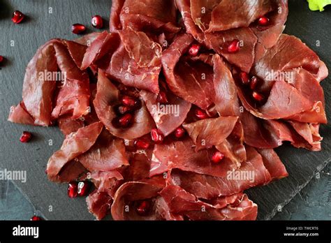 Italian Air Dried Salted Bresaola Beef Thinly Sliced And Stone