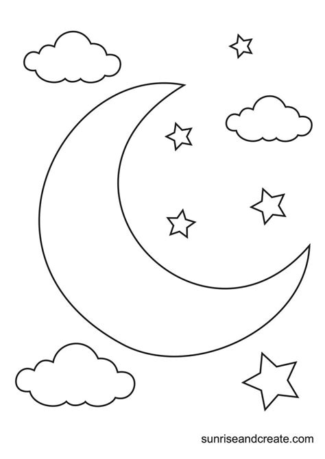 Free Printable Moon Templates Crescent Full Moons Moon Coloring