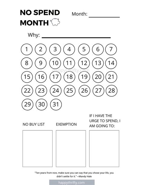 No Spend Challenge With Tracker Printable Saving Money Chart Money