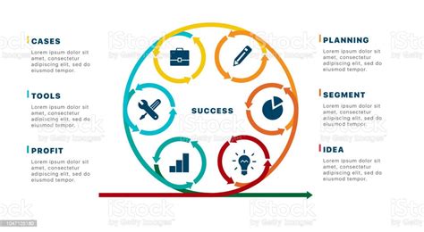 Vetores De Infografia De Negócios Modelo Com Seis Passos Para O Sucesso