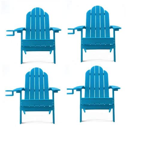 Lue Bona Bright Blue Folding Adirondack Chair Weather Resistant Plastic