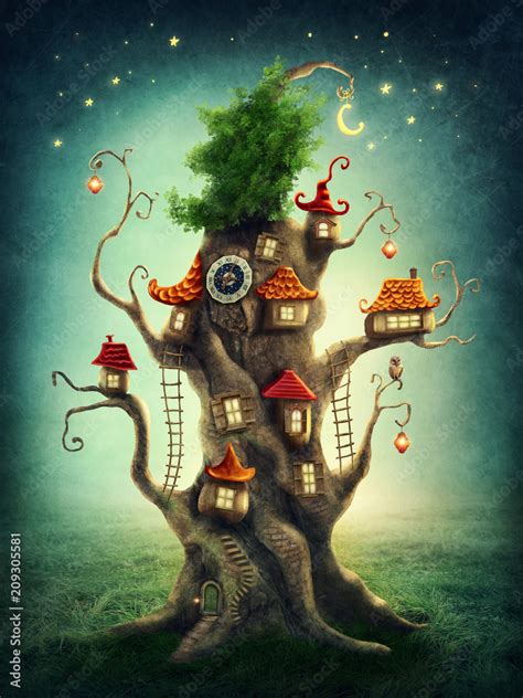 Magic tree house Stock Illustration | Adobe Stock