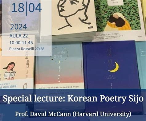 18 4 2024 Special Lecture Korean Poetry Sijo Prof David McCann