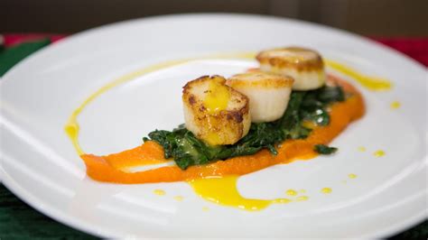 Seared Scallops With Carrot Ginger Pur E And Citrus Sauce Recipe Cart