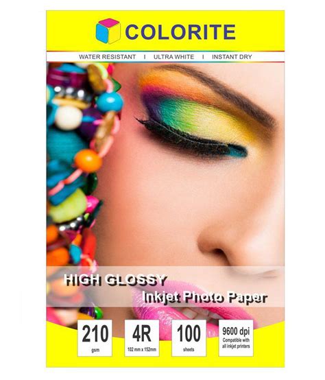 Colorite Inkjet High Glossy Photo Paper 210 Gsm 4R 4 X6 100 Sheets