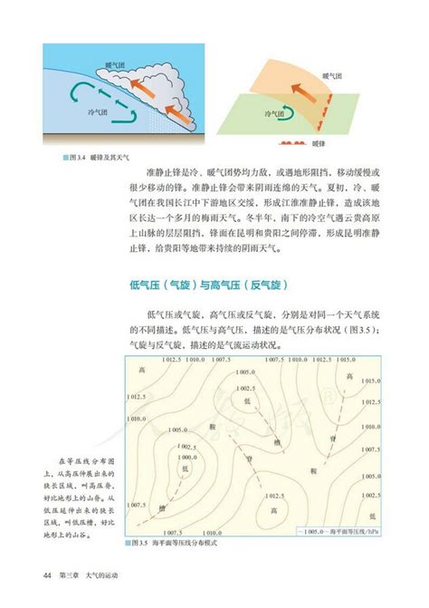 第一节 常见天气系统2019年审定人教版高中地理选修1高中课本 中学课本网