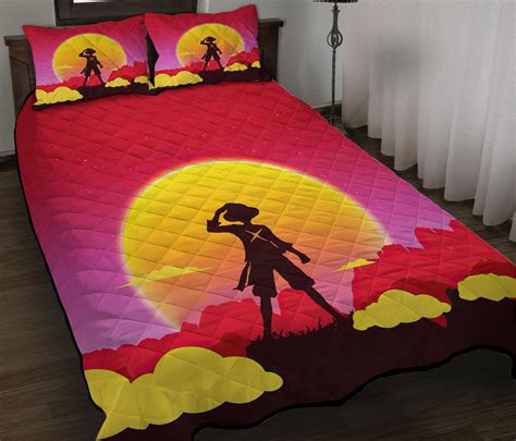 Anime One Piece Luffy Sunset Quilt Bedding Set - Luxury Comforter Bed