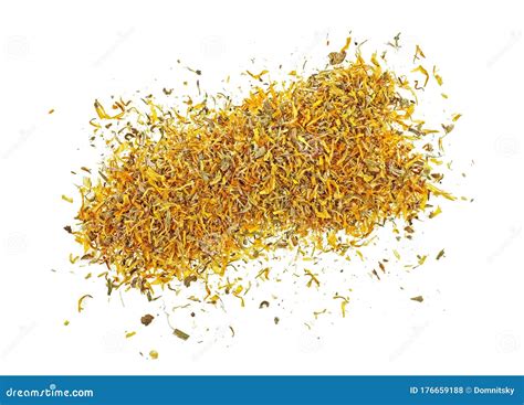 Dry Calendula Petals Isolated On White Background Stock Photo Image