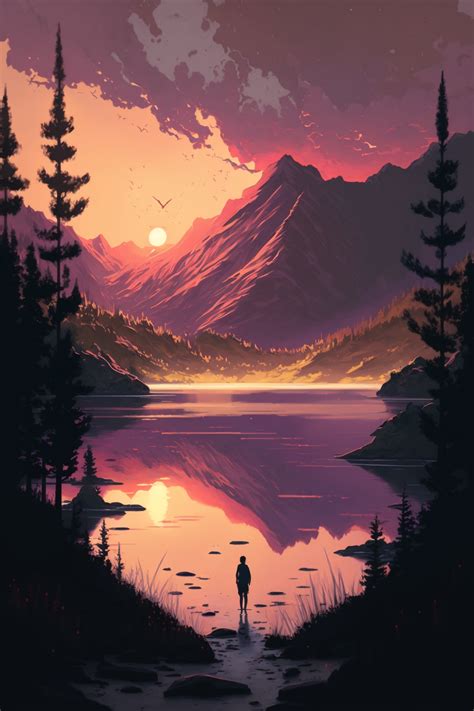 Anime Wallpaper, Anime Homescreen Background - Japan Anime Aesthetics - Sunset - Mountains ...