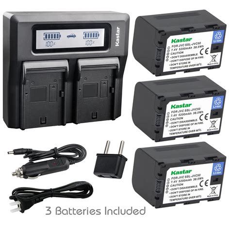 Kastar Battery Lcd Dual Fast Charger For Jvc Ssl Jvc50 And Jvc Gy Hm620u