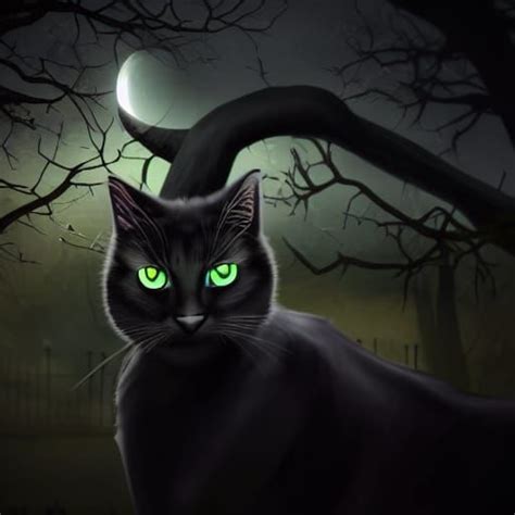 Black Cat With Glowing Green Eyes Ai Generated Artwork Nightcafe