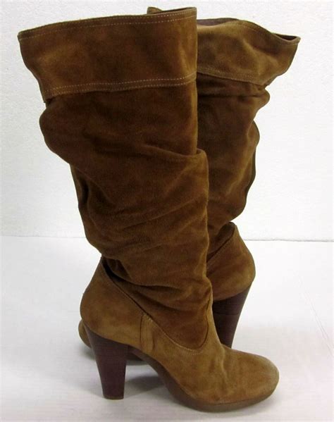 Michael Kors Camel Tan Suede Knee High Slouch Platform Boots Womens 7