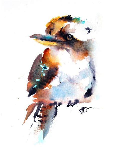 Kookaburra Watercolour Print King Fisher Watercolor Wall Art | … | Bird watercolor paintings ...