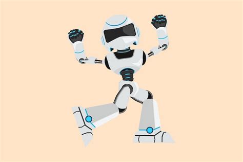 Business Flat Cartoon Style Zeichnung Gl Cklicher Roboter Der Mit