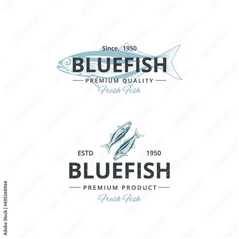 Vintage Bluefish Logo Template For Restaurant Stock Vector Adobe Stock