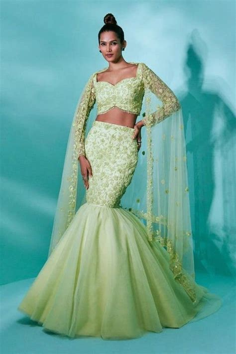 Fish Cut Draped Lehenga Saree Set Women Saree Mermaid Skirt Lehenga