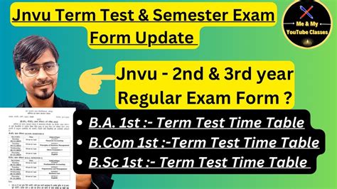 Jnvu Regular Exam Form St Year Term Test Time Table B A B Sc B