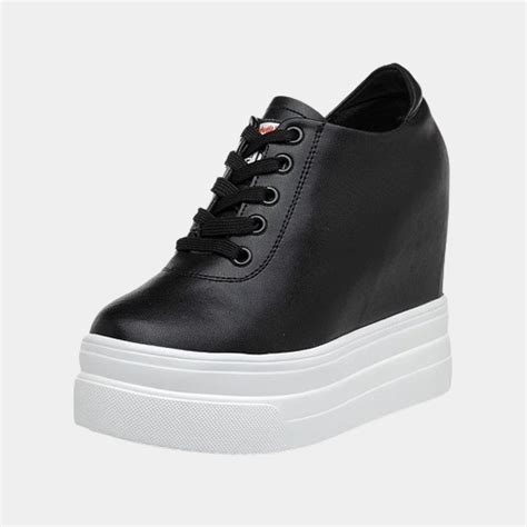 Black Wedge Platform Sneakers