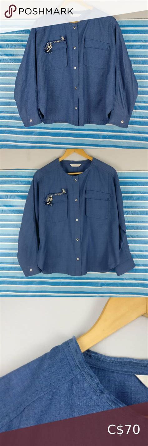 Oversized Loose Fit Dropped Shoulder Blue Snap Button Down Fisherman