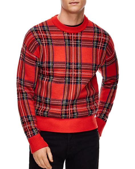 Sandro Tartan Plaid Sweater In Red For Men Lyst