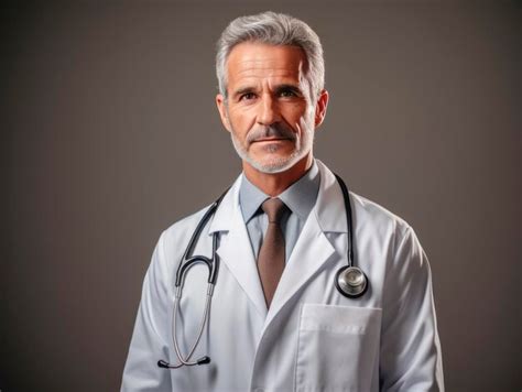 Premium Photo Senior Doctor In Sharp Focus White Labcoat With