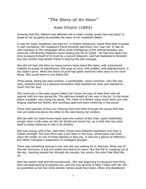 The Story Of An Hour Kate Chopin