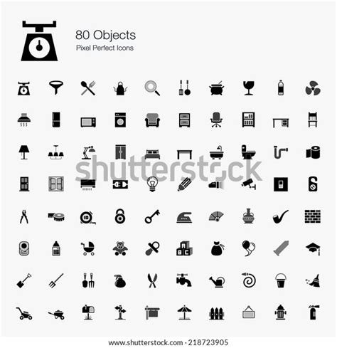 Objects Pixel Perfect Icons Stock Vector Royalty Free 218723905 Shutterstock