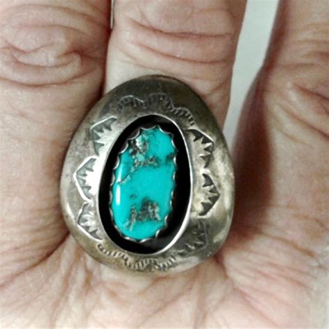 Vintage Navajo Shadowbox Native American Turquoise Ri Gem