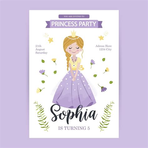 Birthday card template with princess 2512911 Vector Art at Vecteezy